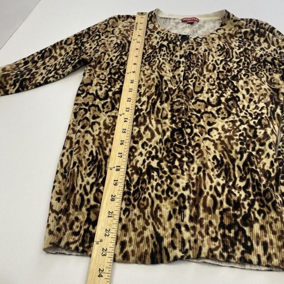 Merona Brown Tan Cheetah Print TunicTop Long Sleeve Shirt Blazer Buttons Size XS - Picture 5 of 15